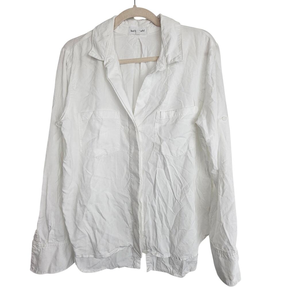 Bella Dahl Womens Split Back Button Top Sz L Minimalist Casual Capsule Wardrobe